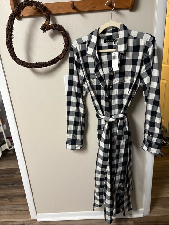 Ralph Lauren Dresses & Skirts - Ralph Lauren Black and White Plaid Long Sleeve Shirt Dress